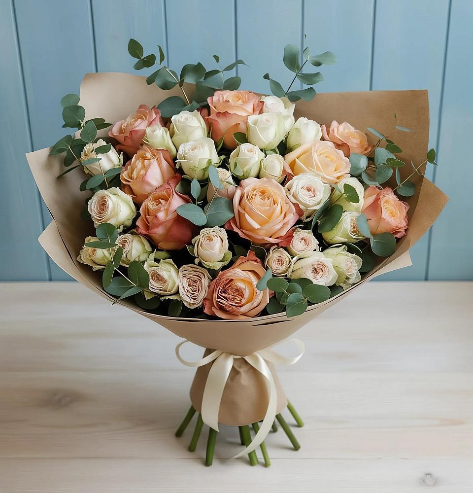 Букет цветов из: Альстромерии и Розы в Старой Меловой