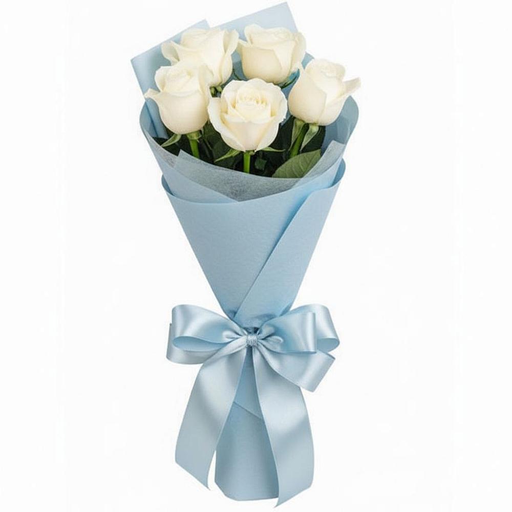 Букет 5 Белых роз Проуд в Старой Меловой
