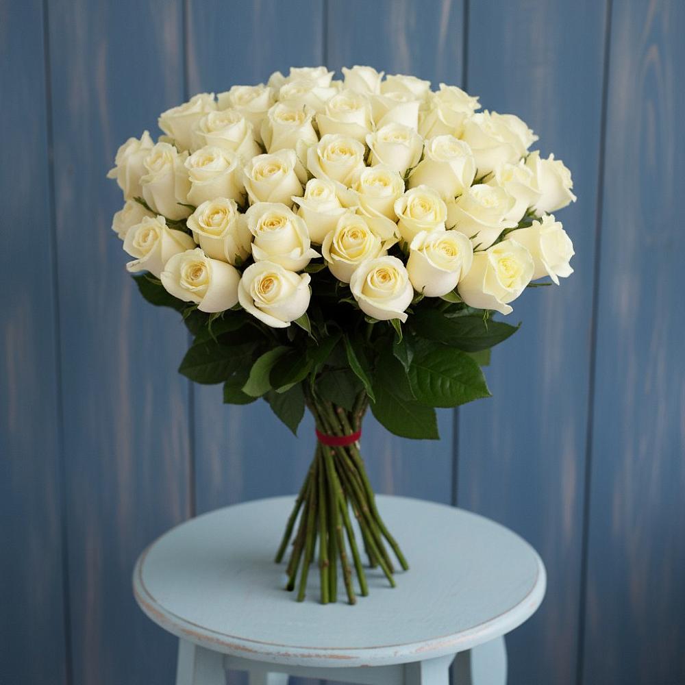 Букет 51 Белая роза Эдлесс Лав в Старой Меловой