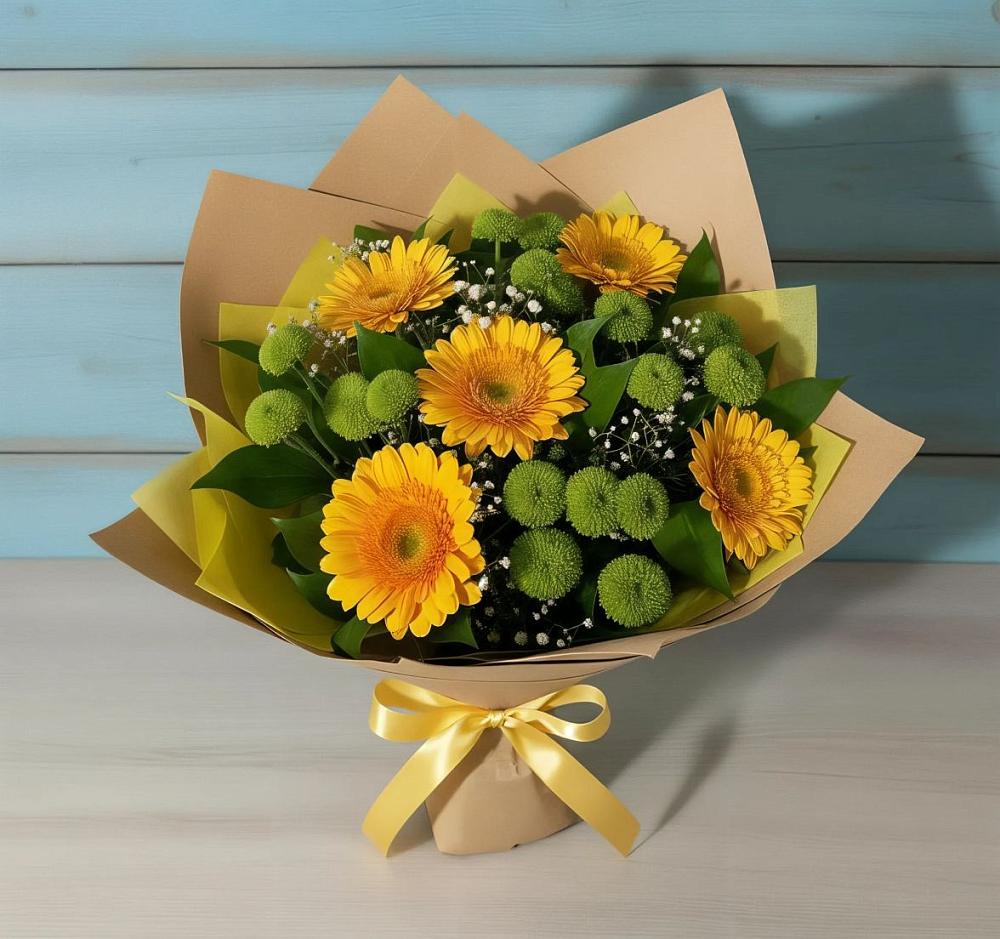 Букет цветов из: Герберы и Хризантемы в Старой Меловой