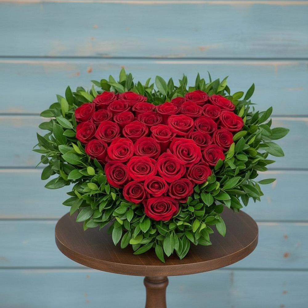 Цветочная композиция из Розы в виде сердца в Старой Меловой