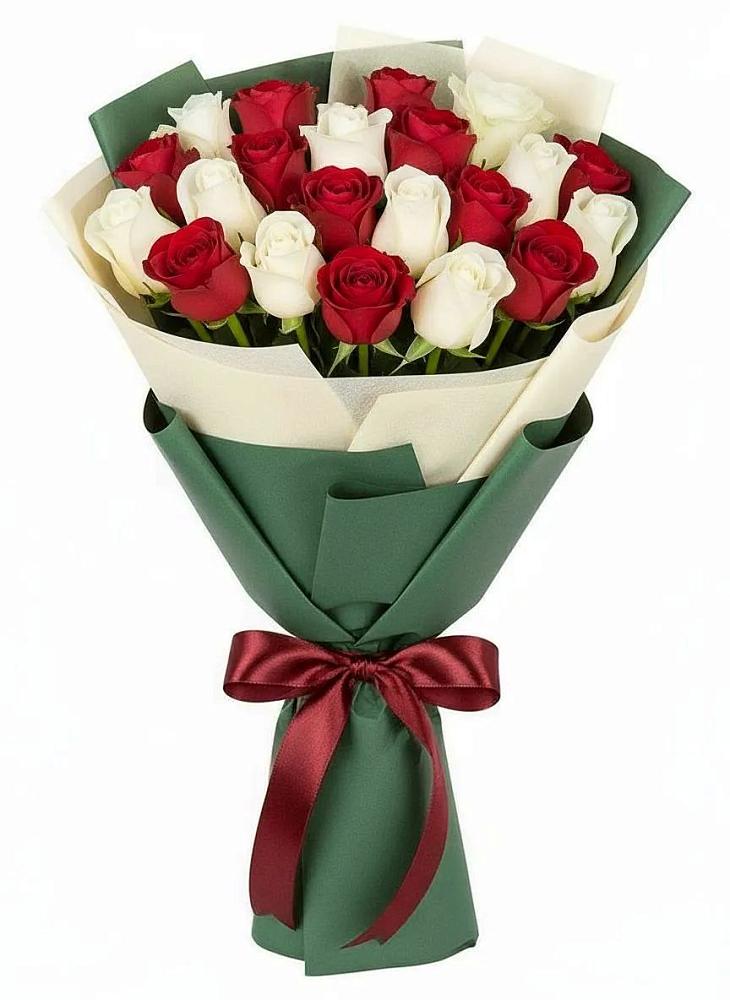 Букет Микс из красных и белых роз в Старой Меловой