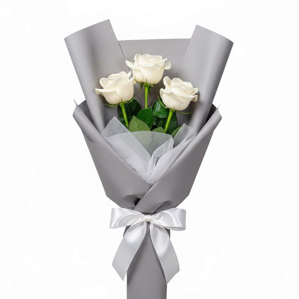 Букет 3 белые розы в Старой Меловой