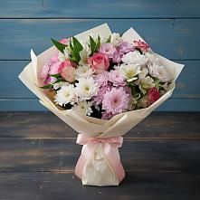 Букет цветов из:  Хризантемы, Альстромерии и Розы в Старой Меловой