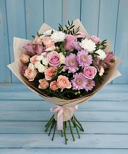 Букет цветов из:  Хризантемы, Розы и Альстромерии в Старой Меловой