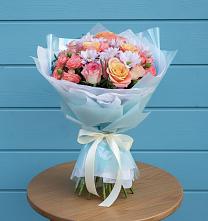 Букет цветов из:  Хризантемы и Розы #REPLACE_PRED# Старой Меловой