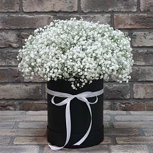 Цветочная композиция из Гипсофила в шляпной коробке в Старой Меловой